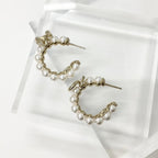 Chanel Earrings CC Logo N5 Pearl Rhinestone Hoop — view 3