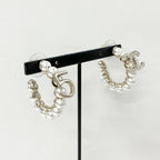 Chanel Earrings CC Logo N5 Pearl Rhinestone Hoop — view 7