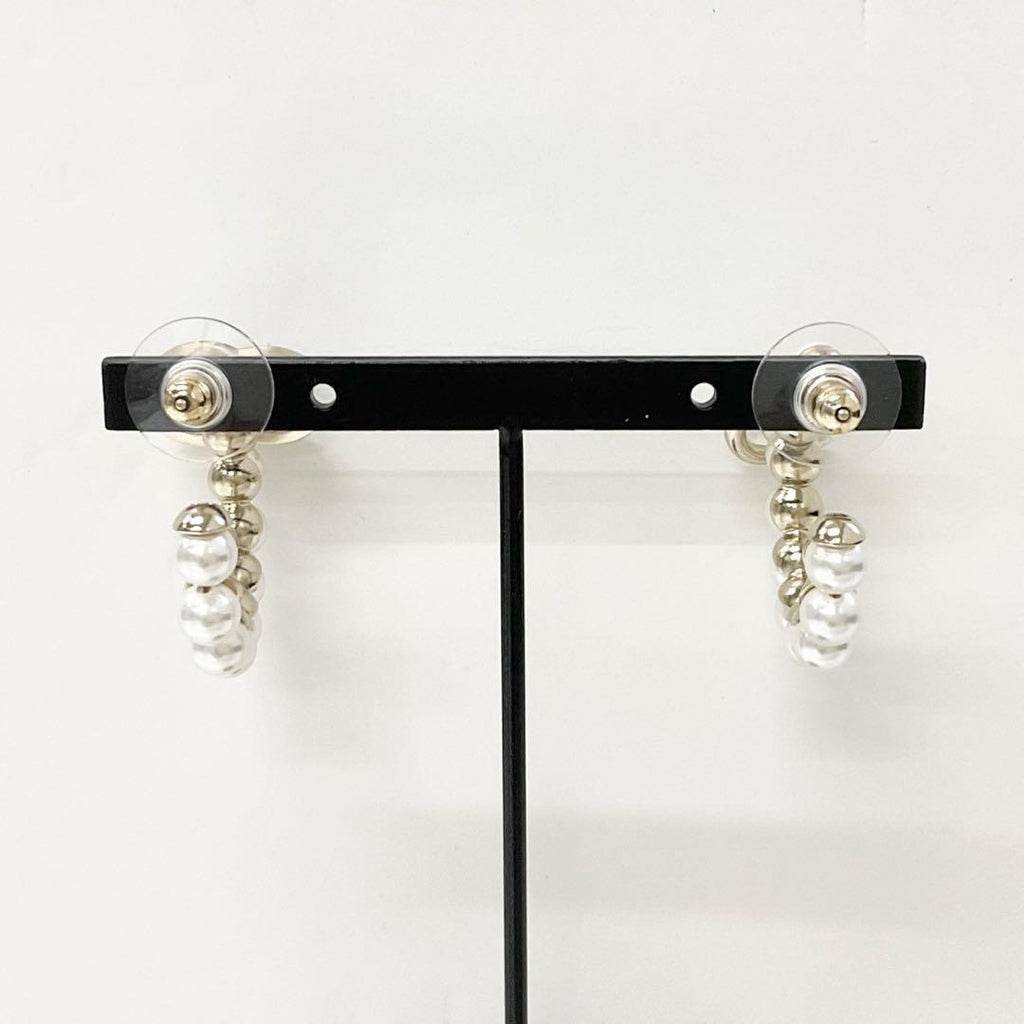 Chanel Earrings CC Logo N5 Pearl Rhinestone Hoop — view 8