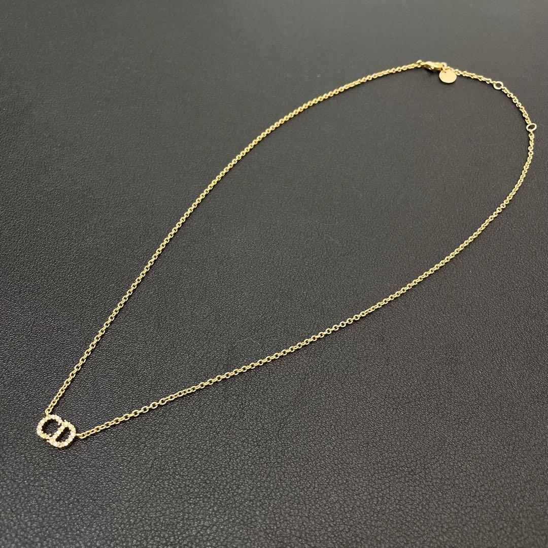 Dior Clair D Lune CD Logo Necklace Rhinestone — view 4