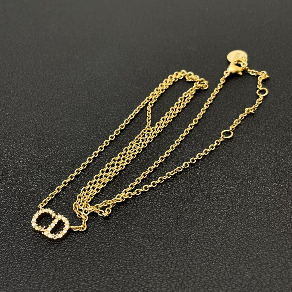 Dior Clair D Lune CD Logo Necklace Rhinestone — view 5
