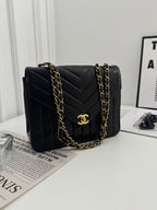 Chanel V-stitch 2-Way Chain Shoulder Bag Lambskin