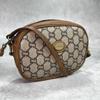 Gucci GG Shoulder Bag Brown Beige Logo Leather