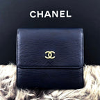 Chanel Wallet CC Logo Hook Trifold Navy — view 2