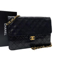 Chanel Quilted Lambskin Chain Shoulder Bag CC Logo Black