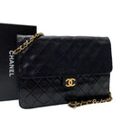 Chanel Quilted Lambskin Chain Shoulder Bag CC Logo Black