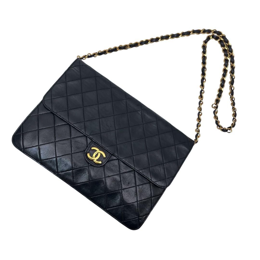 Chanel Quilted Lambskin Chain Shoulder Bag CC Logo Black — view 3
