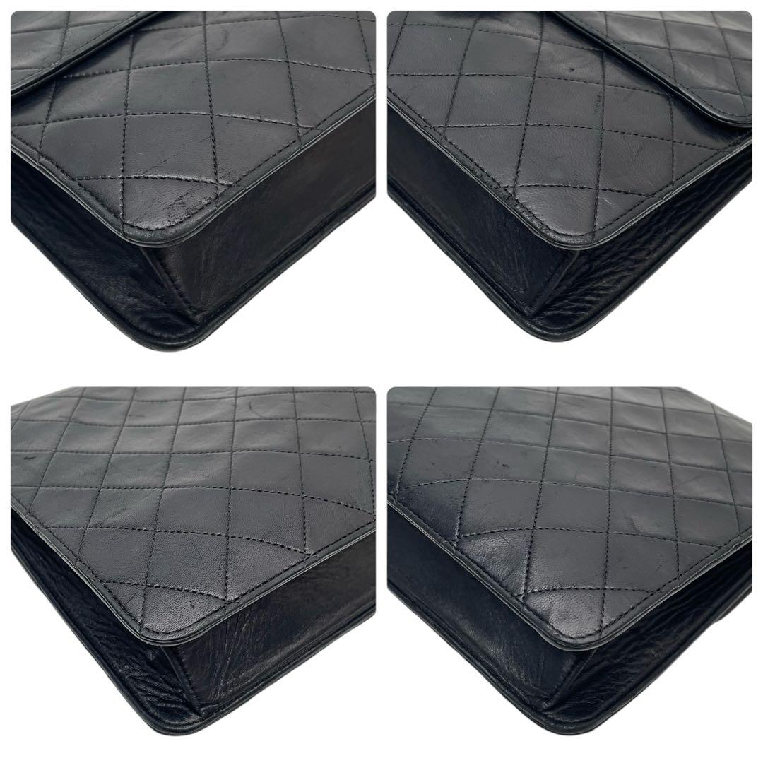 Chanel Quilted Lambskin Chain Shoulder Bag CC Logo Black — view 6