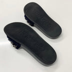 Chanel CC Logo Chain Fabric Leather Flat Sandals Navy — view 6