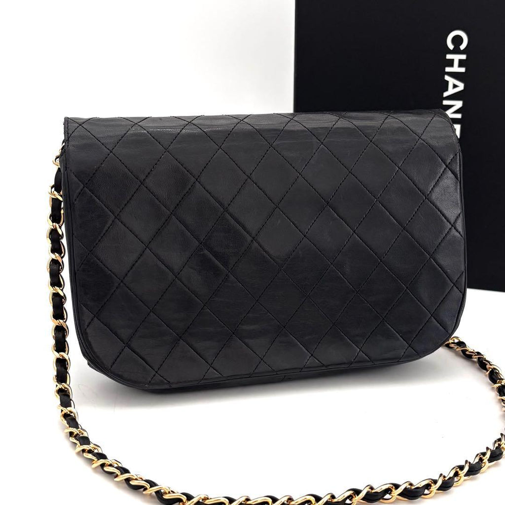Chanel Quilted Chain Shoulder Bag Black Lambskin — view 2