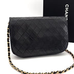 Chanel Quilted Chain Shoulder Bag Black Lambskin — view 2