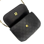 Chanel Quilted Chain Shoulder Bag Black Lambskin — view 4