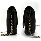 Chanel Quilted Chain Shoulder Bag Black Lambskin — view 7