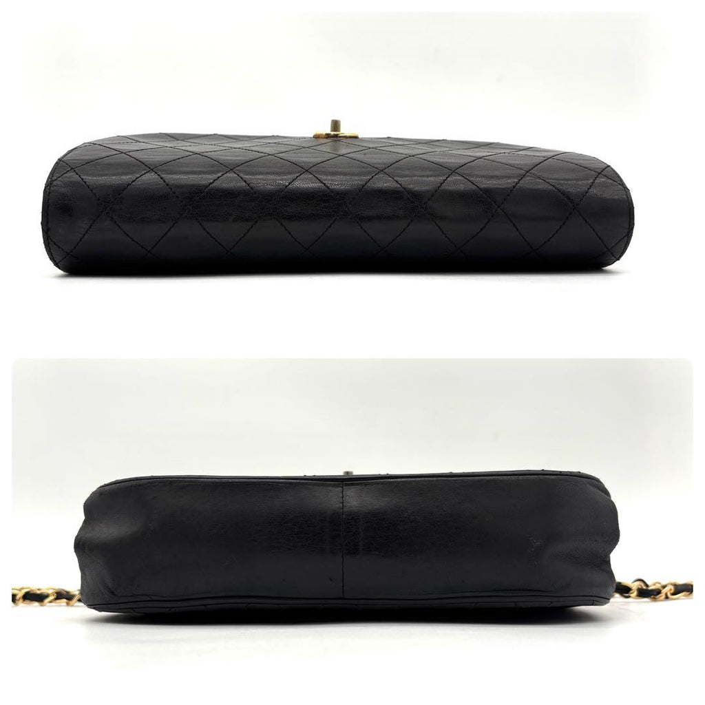 Chanel Quilted Chain Shoulder Bag Black Lambskin — view 8