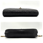 Chanel Quilted Chain Shoulder Bag Black Lambskin — view 8