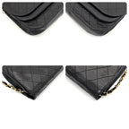 Chanel Quilted Chain Shoulder Bag Black Lambskin — view 9