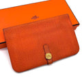Hermes Dogon GM Togo Wallet Orange Gold Leather