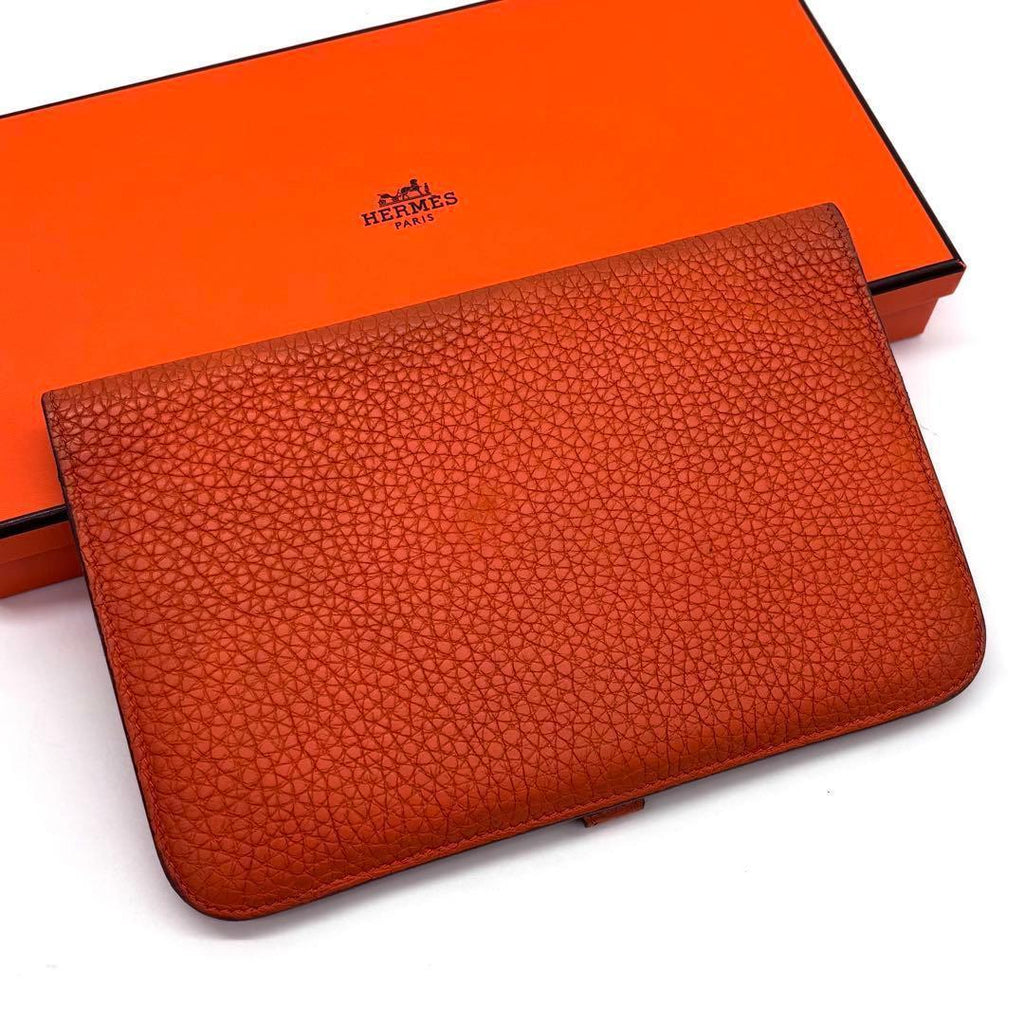 Hermes Dogon GM Togo Wallet Orange Gold Leather — view 2
