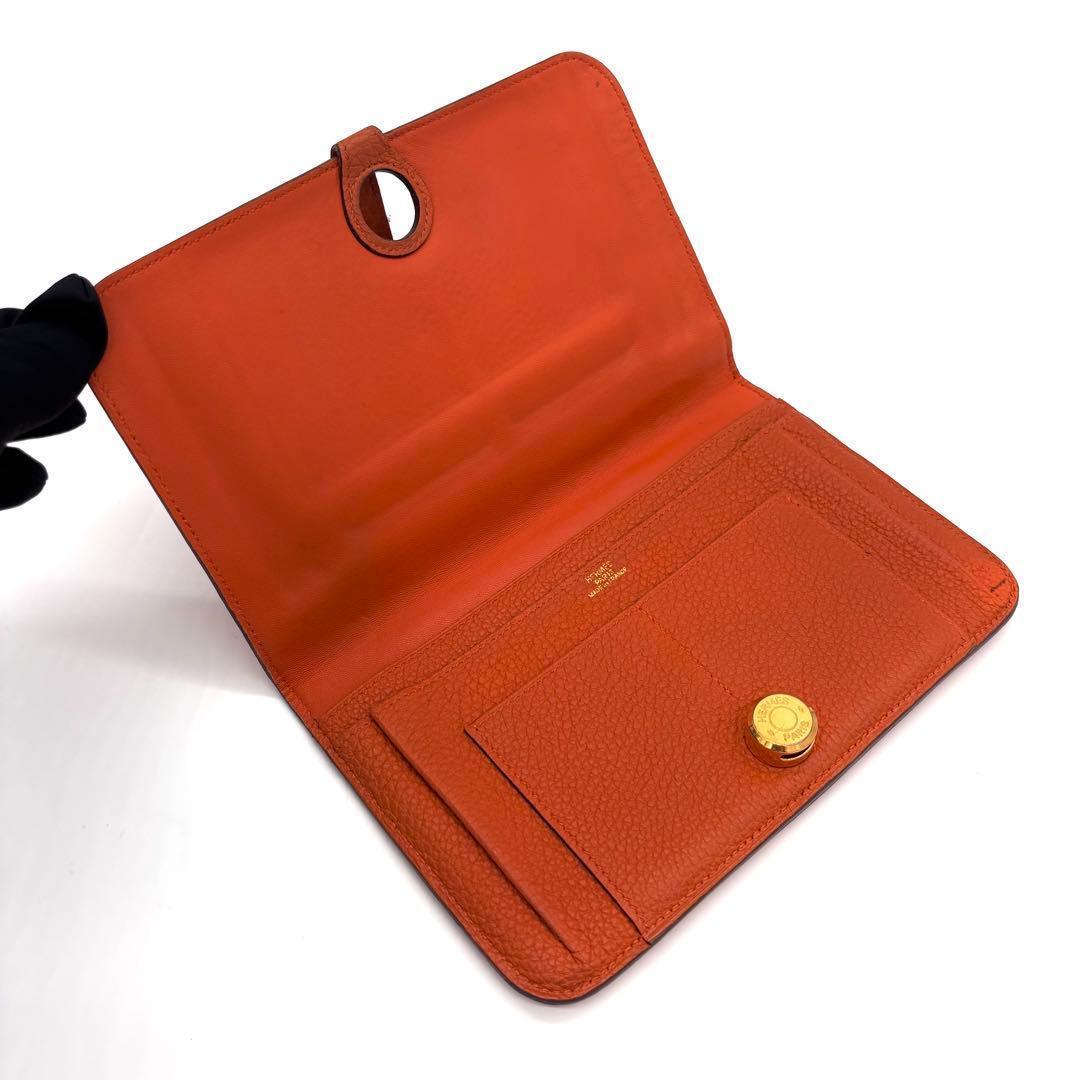 Hermes Dogon GM Togo Wallet Orange Gold Leather — view 3