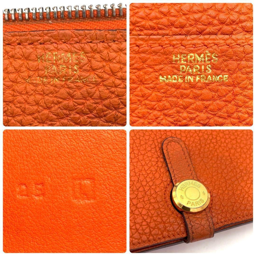 Hermes Dogon GM Togo Wallet Orange Gold Leather — view 8