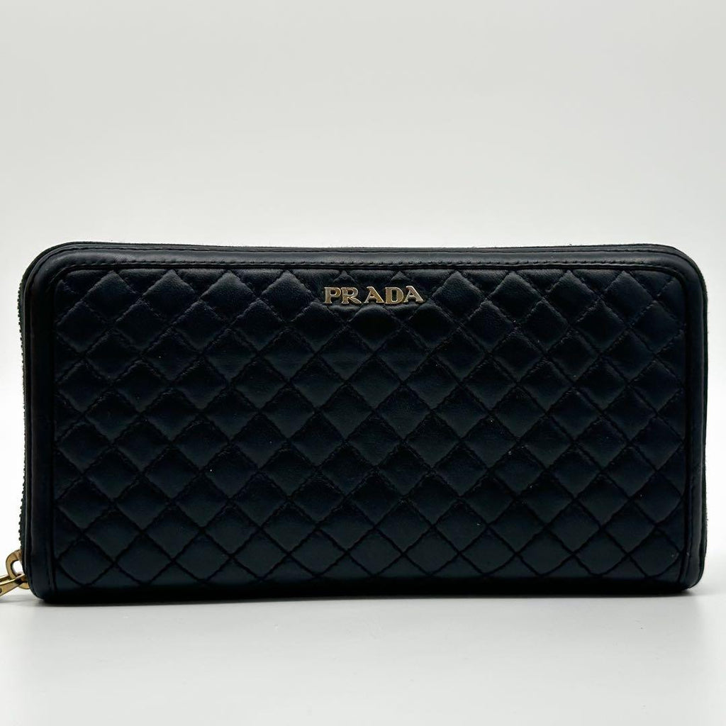 Prada Quilted Lamb Leather Zip Around Wallet Round — view 2