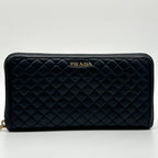 Prada Quilted Lamb Leather Zip Around Wallet Round — view 2