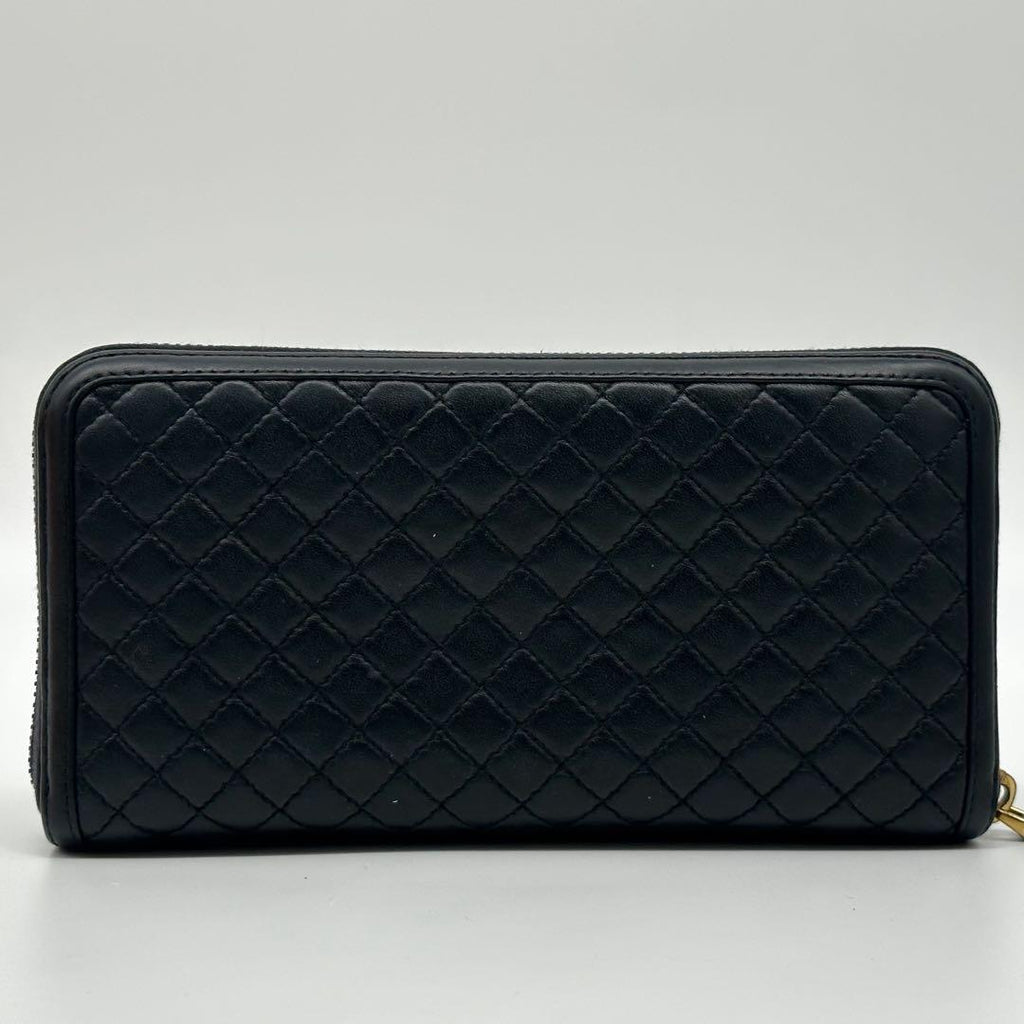 Prada Quilted Lamb Leather Zip Around Wallet Round — view 3
