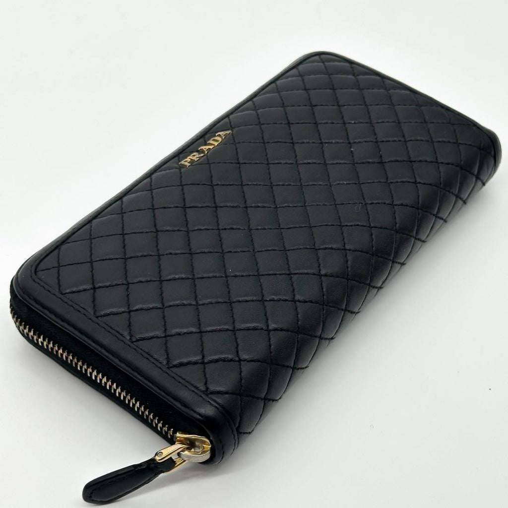 Prada Quilted Lamb Leather Zip Around Wallet Round — view 4