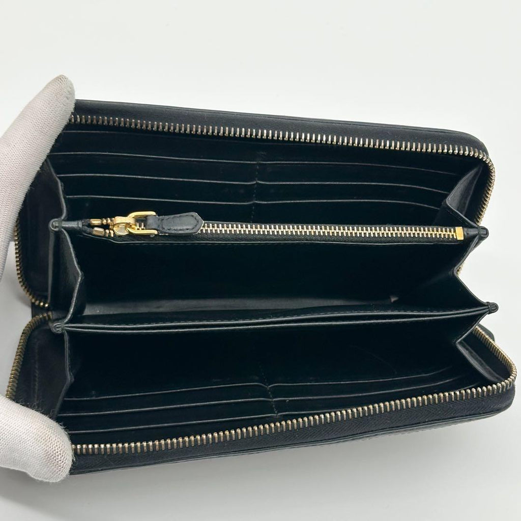Prada Quilted Lamb Leather Zip Around Wallet Round — view 8