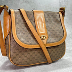 Gucci GG Shoulder Bag Brown Beige Logo Leather