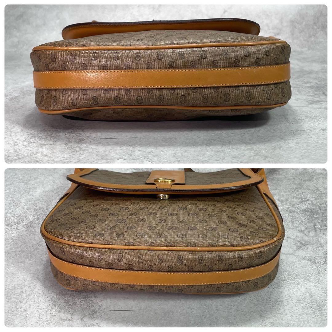 Gucci GG Shoulder Bag Brown Beige Logo Leather — view 8