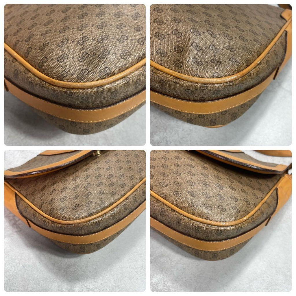 Gucci GG Shoulder Bag Brown Beige Logo Leather — view 9