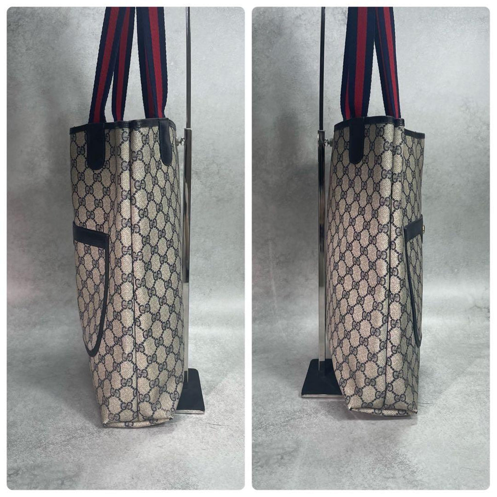 Gucci GG Sherry Line Tote Navy Logo Leather — view 7