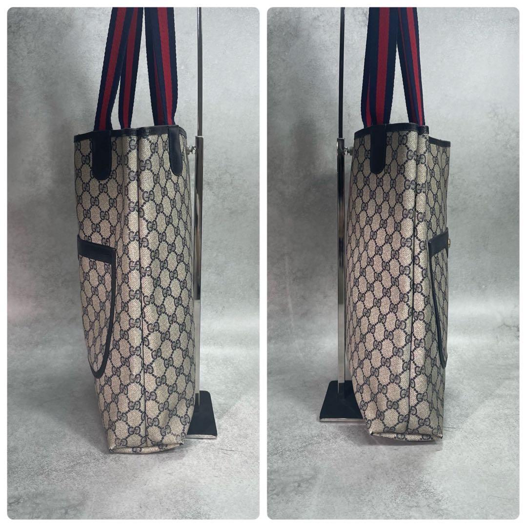 Gucci GG Sherry Line Tote Navy Logo Leather — view 7
