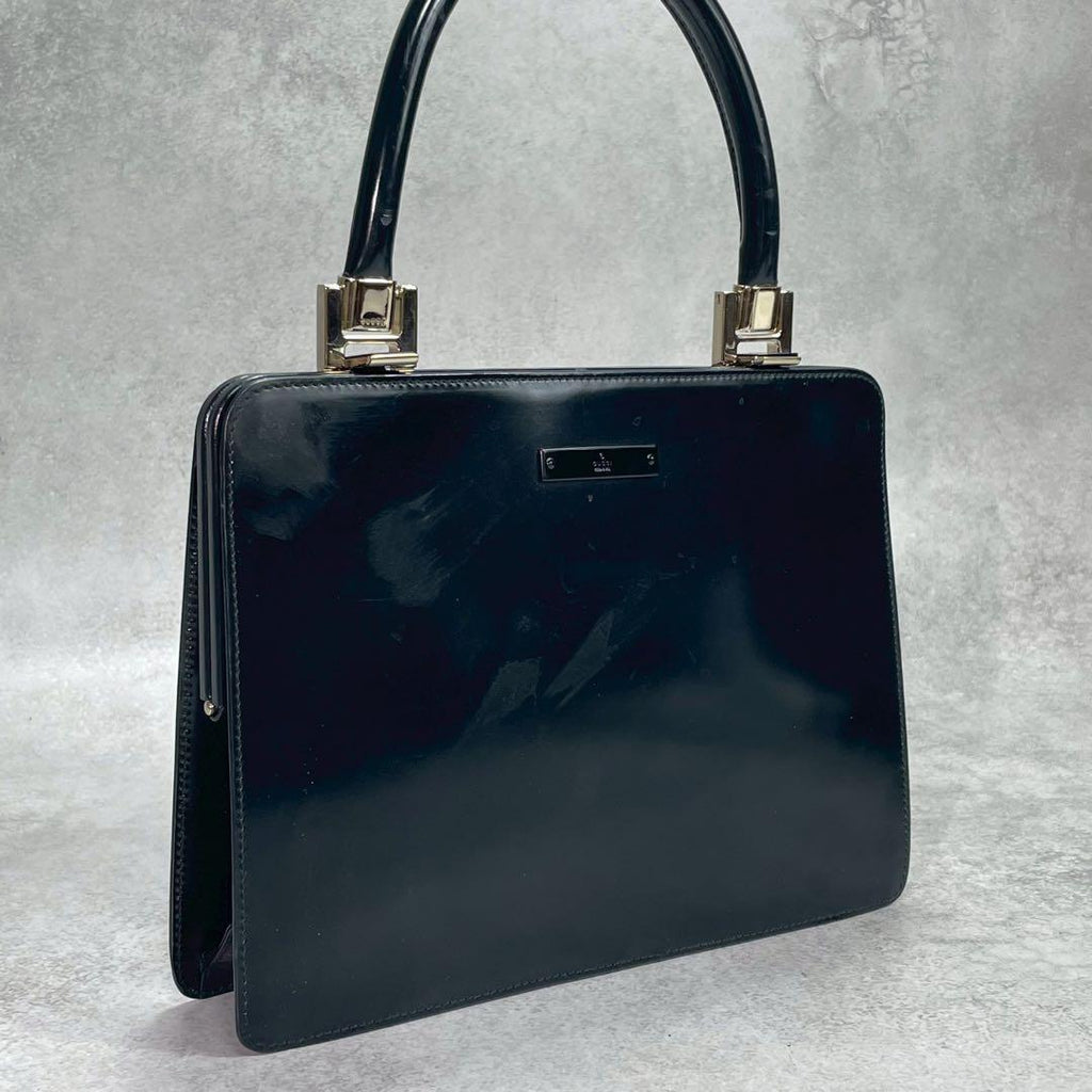 Gucci Handbag Black Gold Leather