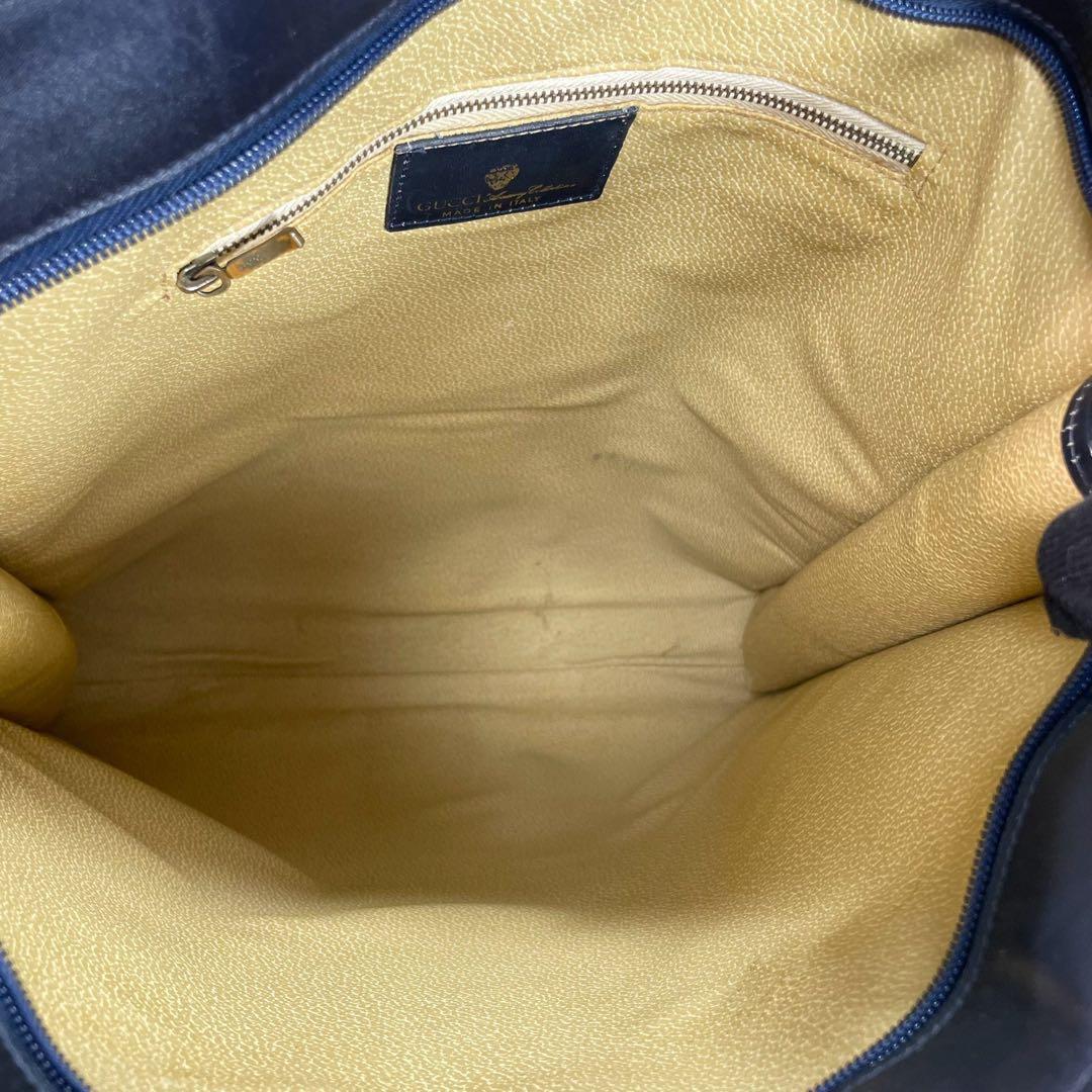 Gucci GG Sherry Line Tote Bag Navy Beige Leather — view 5