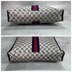 Gucci GG Sherry Line Tote Bag Navy Beige Leather — view 8