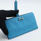 Hermes Bearn Souffle Wallet Chevre Blue — view 2