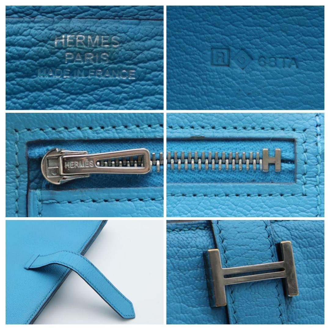 Hermes Bearn Souffle Wallet Chevre Blue — view 7