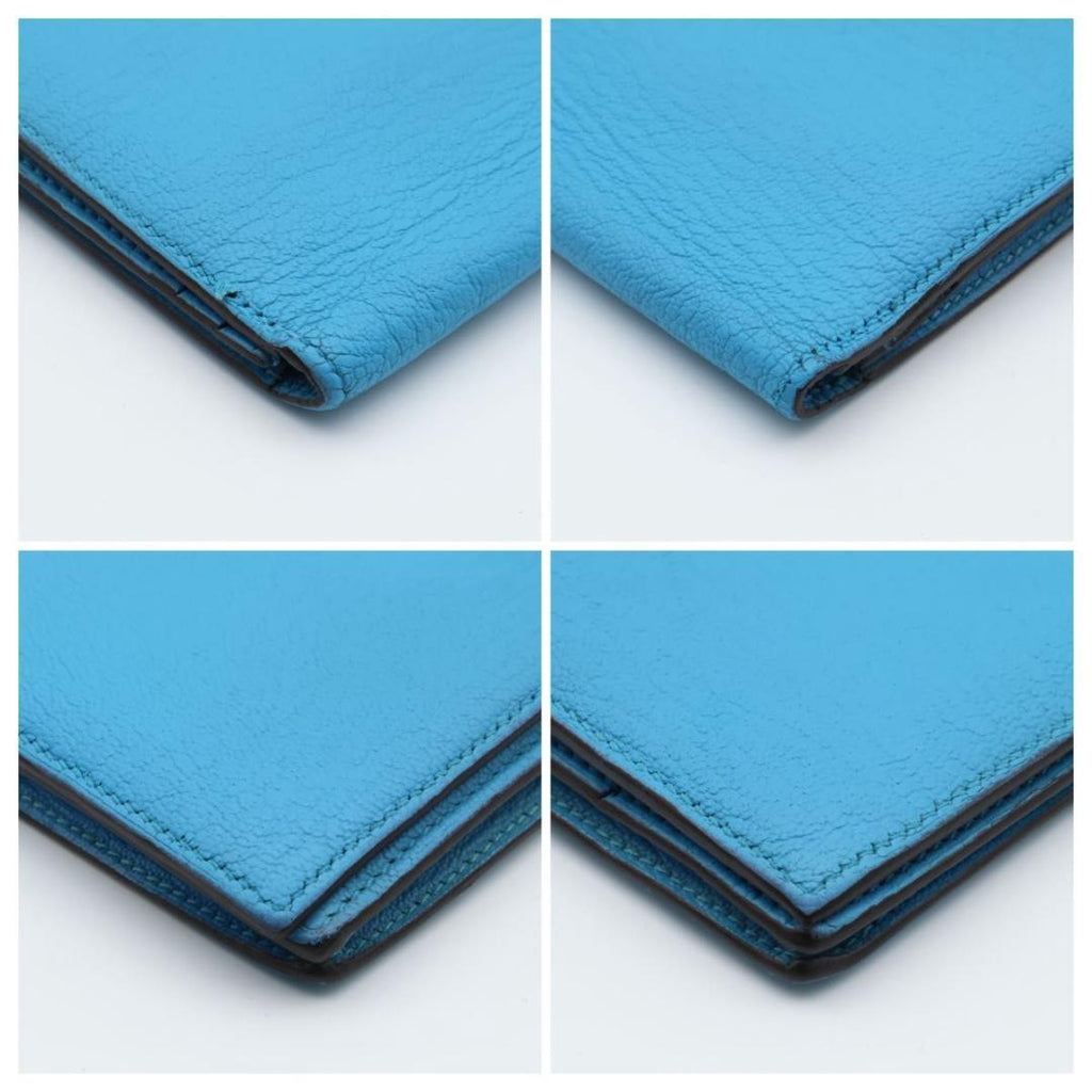 Hermes Bearn Souffle Wallet Chevre Blue — view 8