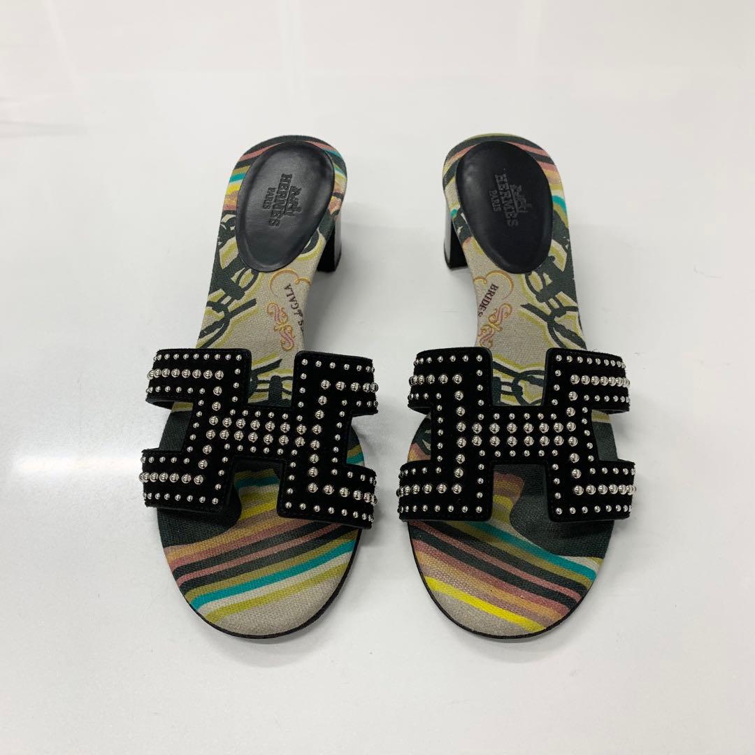 Hermes Oasis Suede Studded Sandals Multicolor — view 2