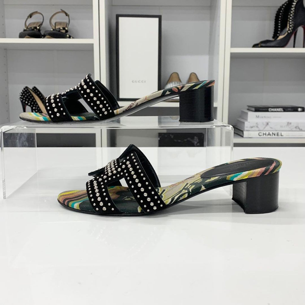 Hermes Oasis Suede Studded Sandals Multicolor — view 3
