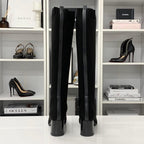 Hermes Vol Vert Knit Leather Exlibris Long Boots Black — view 5