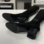 Hermes Vol Vert Knit Leather Exlibris Long Boots Black — view 6