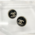 Chanel Earrings CC Logo Rhinestone Gold