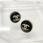 Chanel Earrings CC Logo Rhinestone Gold