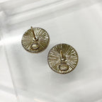 Chanel Earrings CC Logo Rhinestone Gold — view 3