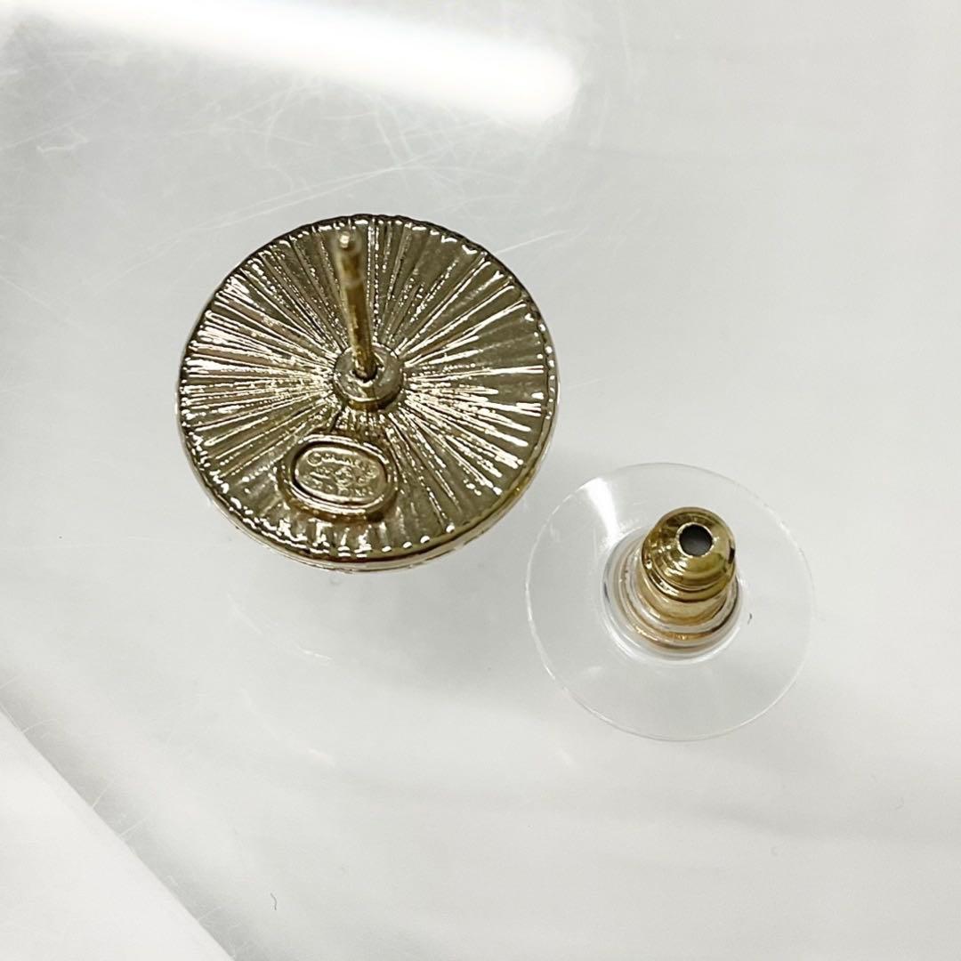 Chanel Earrings CC Logo Rhinestone Gold — view 4