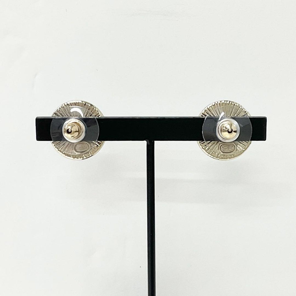 Chanel Earrings CC Logo Rhinestone Gold — view 8