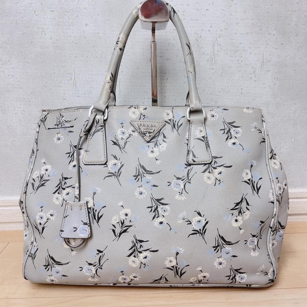 Prada Saffiano Galleria 2-Way Tote Floral Pattern — view 2